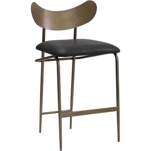 Gibbons 36 inch Antique Brass / Charcoal Black Leather Counter Stool